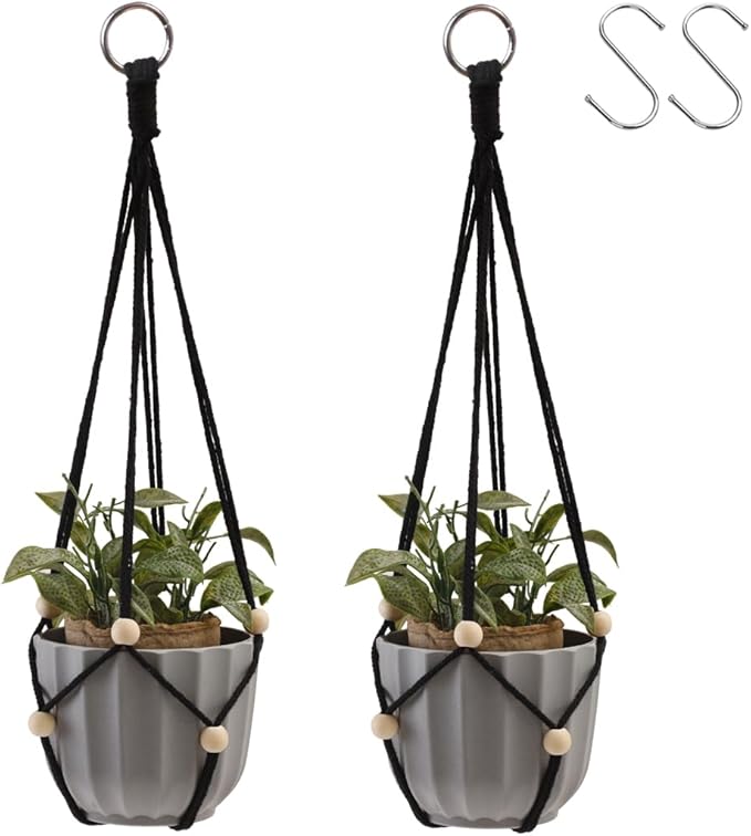 Artilady Black Hanging Planter for Indoor Plants Macrame Plant Hanger Large by Artilady
