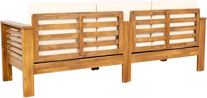 Merax 3 Piece Acacia Wood Patio Furniture Set, Outdoor Sectional Sofa Set - Image 9