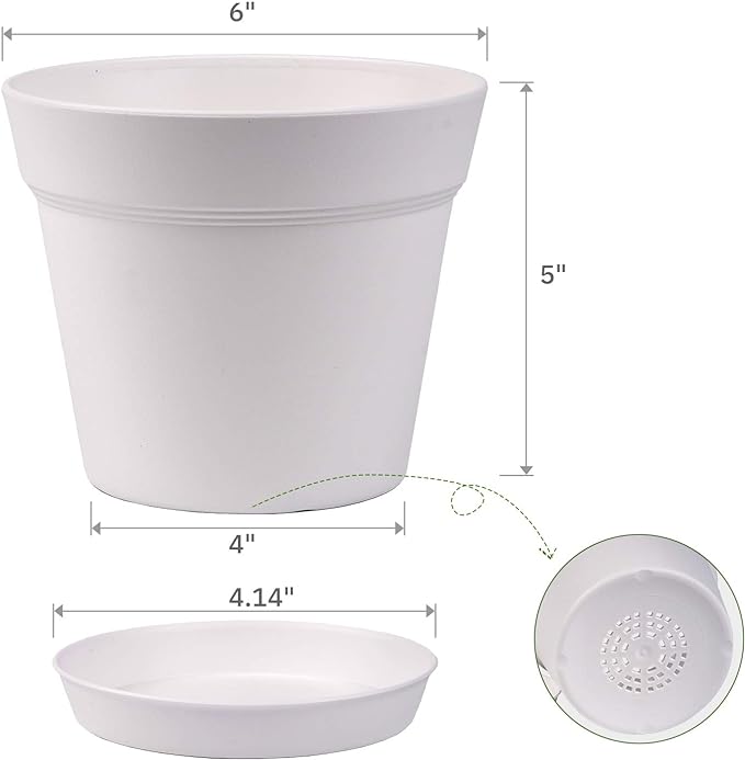 homenote Pots for Plants, 15 Pack 6 Inch Plastic Planters - Image 5