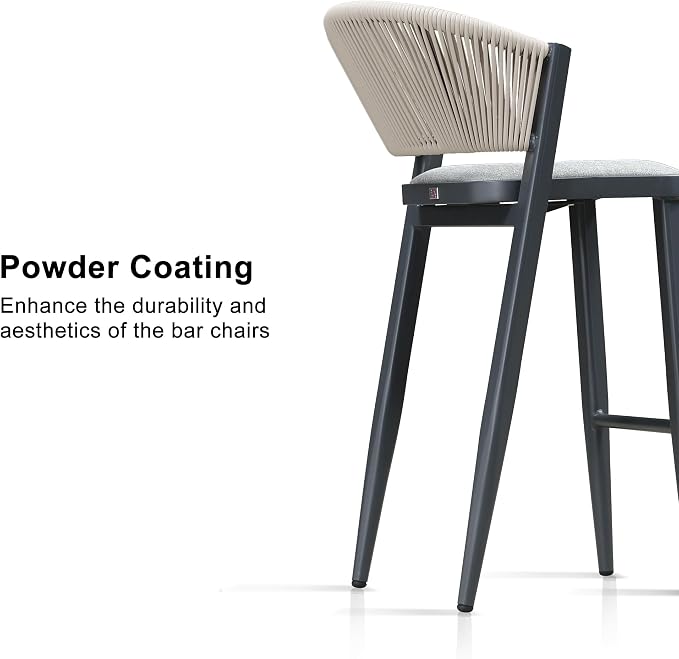 PURPLE LEAF Bar Stool Set of 2 Outdoor Bar Chairs Aluminum Bar Height Stools - Image 7