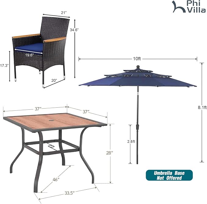 PHI VILLA 5 pcs Patio Dining Set - Image 7