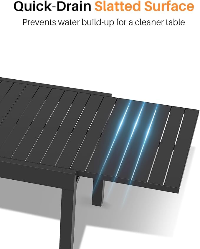 Patio Aluminum Extendable Dining Table, Never-Rust Expandable Outdoor Dining - Image 8