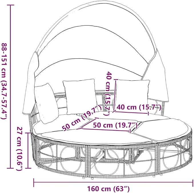 vidaXL Patio Lounge Bed with Canopy - Image 3