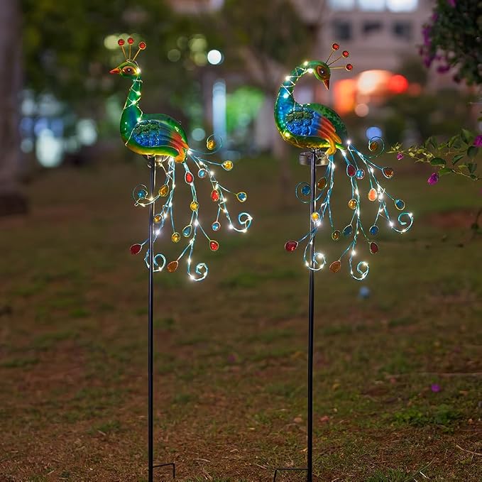DREAMSOUL 2 Pack Peacock Solar Lights Outdoor, Tall Waterproof LED Outdoor - Image 9