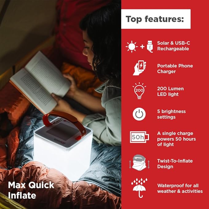 LuminAID Max Quick Inflate 2-in-1 Solar Camping Lantern and Phone Charger - Image 2
