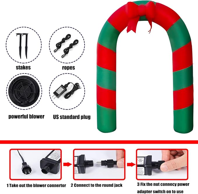 SEASONBLOW 8 Ft LED Light Up Inflatable Christmas Candy Archway - Image 5