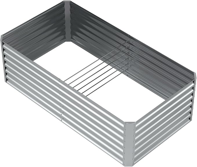 6X3X2ft Galvanized Raised Garden Bed, Outdoor Courtyard Planter Box Metal Patio - Image 9
