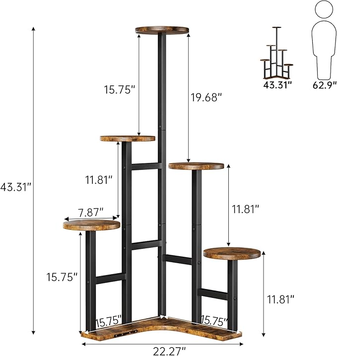 Corner Plant Stand Indoor, 6 Tiered Corner Plant Shelf Flower Stand - Image 3