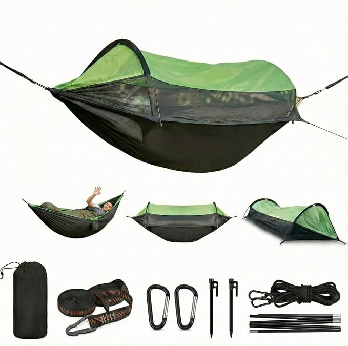 Camping Hammock Tent with Mosquito Net & Rainfly – Waterproof Portable by Unknown