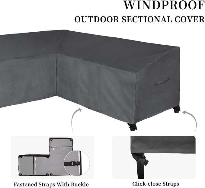 Easy-Going Patio L-Shaped Sectional Sofa Cover, 83“X104 Waterproof Outdoor - Image 3