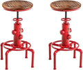 Topower Aged Antique Vintage Industrial Barstool Solid Wood Water Pipe Fire by Topower