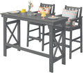 3 Pieces HDPE Outdoor Patio Bar Set, Rectangular Bar Height Table and Chairs Set by SeeHill