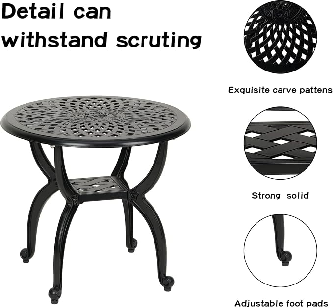 JARDIN DE CENTENNIAL Cast Aluminum Side/End Table, Anti-Rust Coffee Bistro Table - Image 5