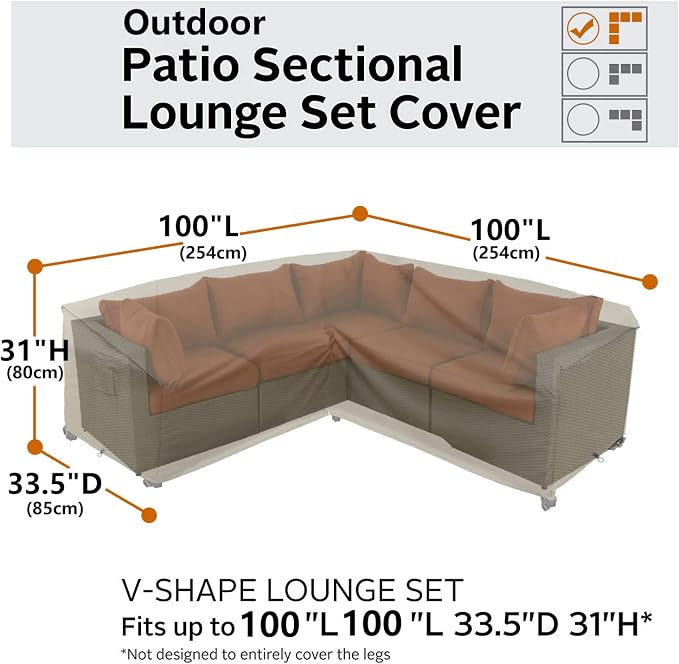 Outdoor Sectional Cover, Heavy Duty Patio Furniture Cover, L-Shape Lawn Outdoor - Image 2