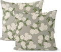Grey Spring Pillow Covers 16x16 Inch 2 Pcs Gray Green Hydrangea Flower Decor by DAFENA