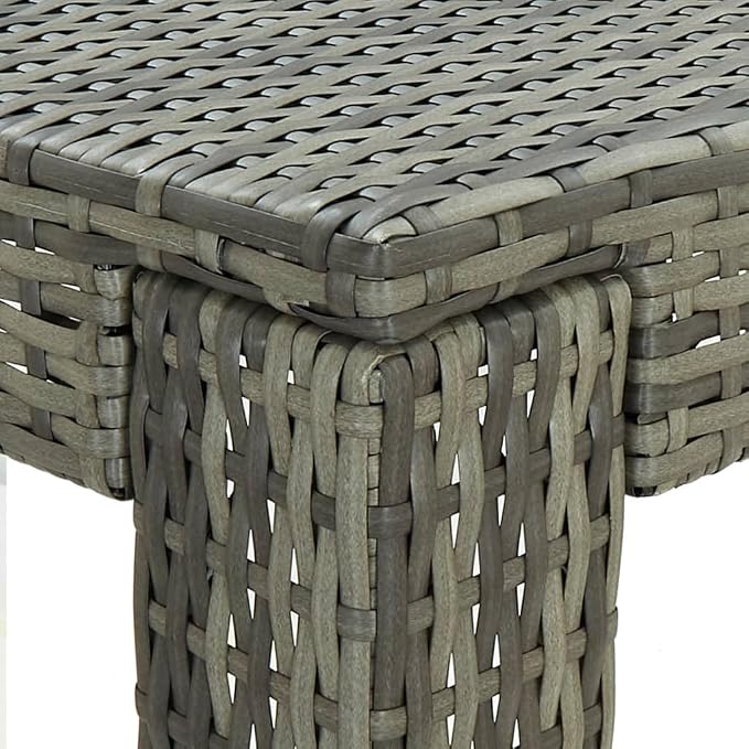 vidaXL Patio Bar Set with Cushions, Poly Rattan Gray - Image 5