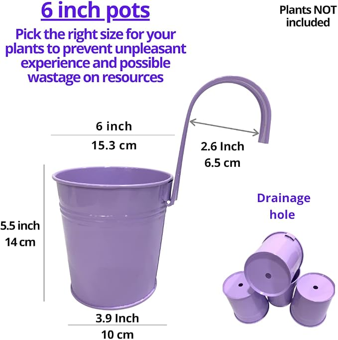 LaLaGreen Hanging Planters Outdoor -10 Pack, 6 Inch Colorful Large Metal Flower - Image 2