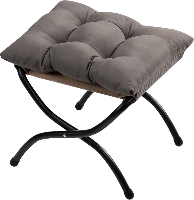 HollyHOME 15" Folding Footrest Stool, Upholstered Small Foldable Ottoman by HollyHOME