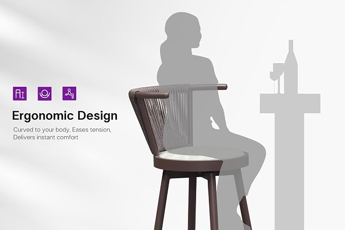 PURPLE LEAF Outdoor Swivel Counter Height Bar Stools Set of 4 Metal Modern - Image 9