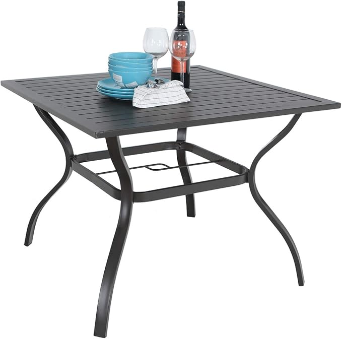 PHI VILLA 37" Patio Table for 4, Metal Outdoor Dining Table by PHIVILLAThepioneerofcomfortablehouseholdsupplies