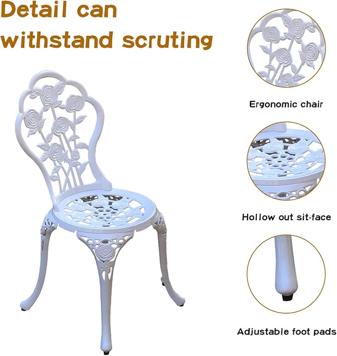 JARDIN DE CENTENNIAL Patio Bistro Set.Rust-Resistant Cast Aluminum Bistro Table - Image 5