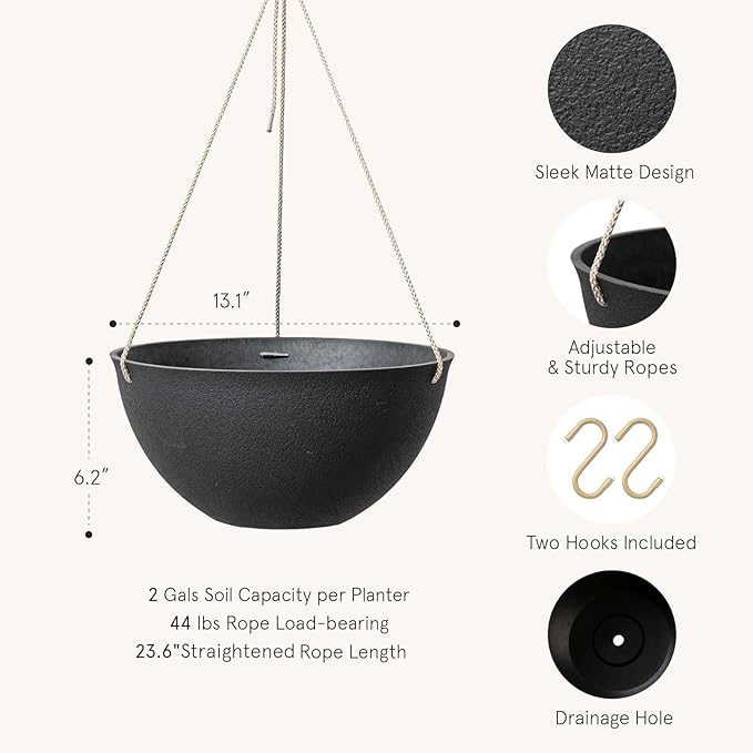 LA JOLIE MUSE Hanging Planters for Outdoor Plants, Large Hanging Planter - Image 2