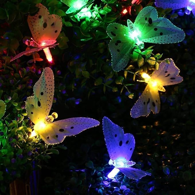 Butterfly Solar String Lights Outdoor, Waterproof 12 LED Solar Fairy Lights - Image 2