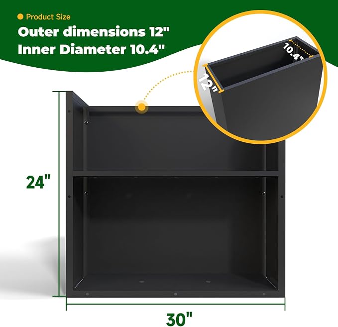 Black Steel Metallic Heavy Planter 30" x 12" x 24" - Image 4