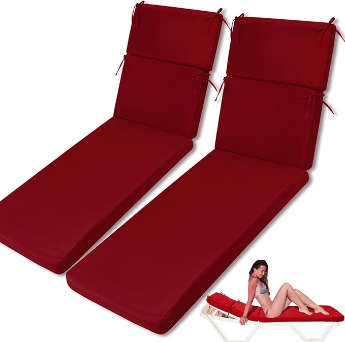 2 Pcs Indoor Outdoor Chaise Lounge Cushions Sponge Bench Outdoor Furniture by SmoothNovelty