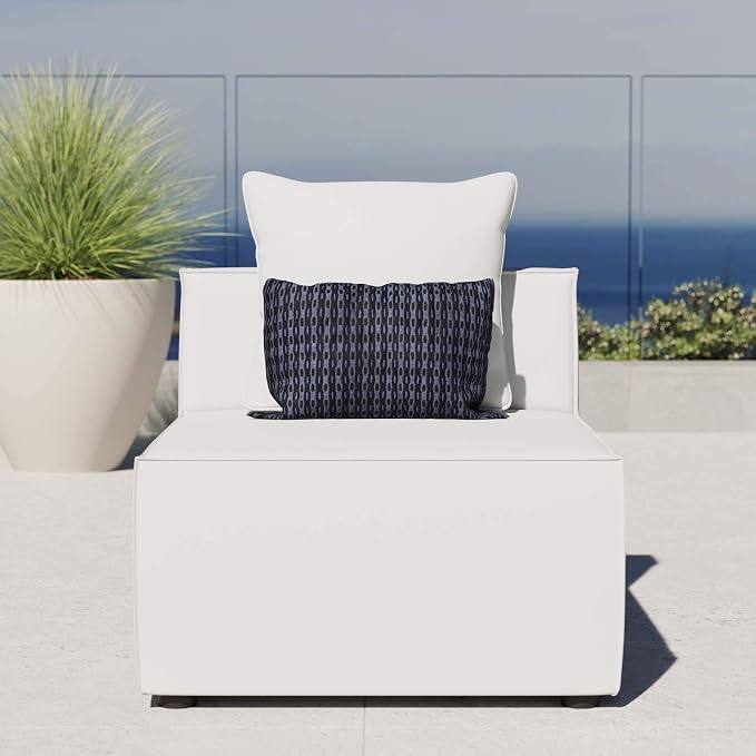 Modway EEI-4209-WHI Saybrook Patio Armless Chair in White 29.5 x 34.5 x 25.5 by Modway