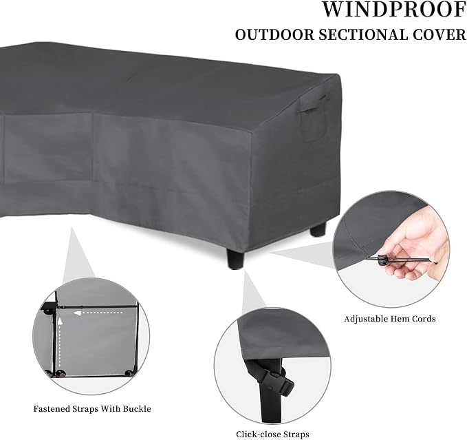 Easy-Going Patio V-Shaped Sectional Sofa Cover, Waterproof Outdoor Sectional - Image 3
