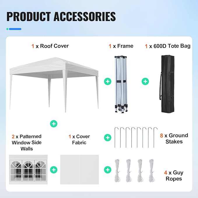 VEVOR Pop Up Canopy, 10 x 10 FT Instant Canopy Portable Gazebo - Image 7