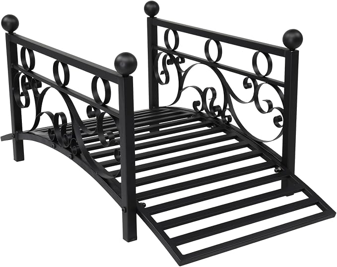VINGLI 3.4ft Metal Garden Bridge, 330lbs Capacity Garden Bridges by VINGLI
