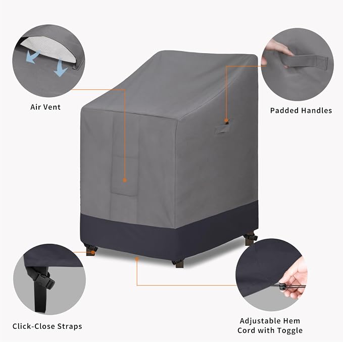 Easy-Going Heavy Duty Outdoor Stackable Chair Cover, Waterproof Patio Chair - Image 4