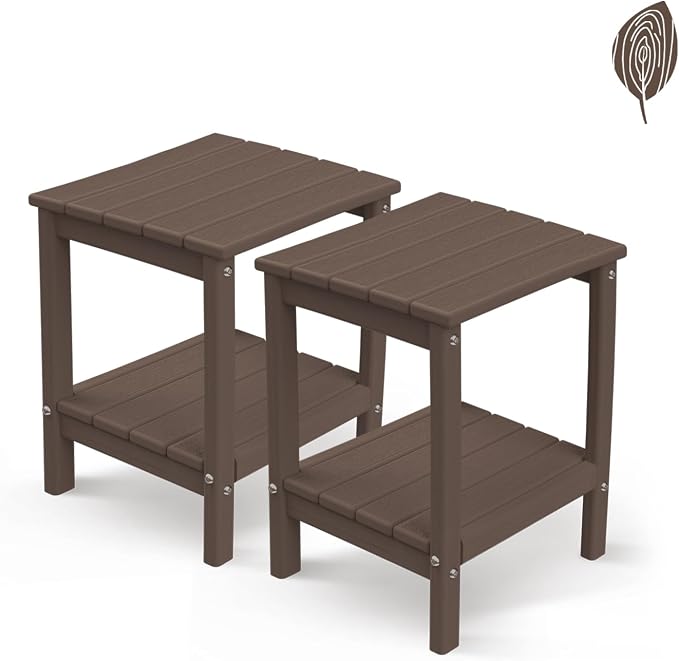 GREENVINES Adirondack-Outdoor-Side-Table | Set of 2 | Wood Grain | 14 x 13 by GreenVines