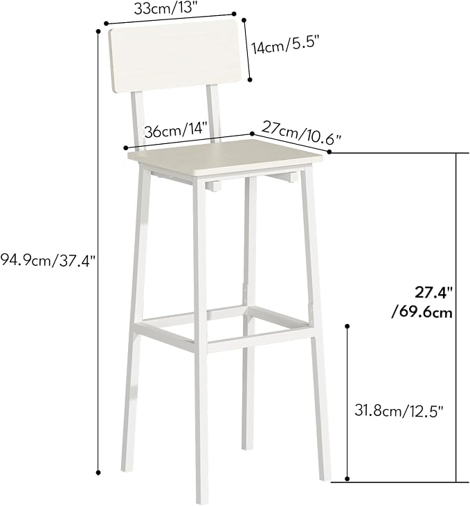 GILLAS Set of 2 Bar Stools, Tall Bar Stool - Image 2