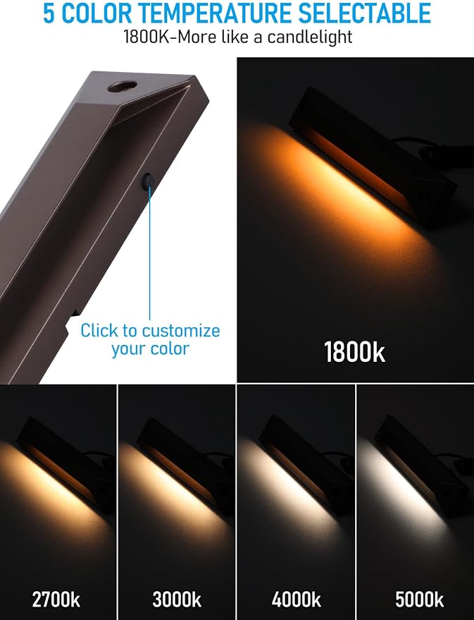 LEONLITE 8 Inch 5CCT LED Low Voltage Step Lights, 12-24V AC/DC Surface Mount - Image 4