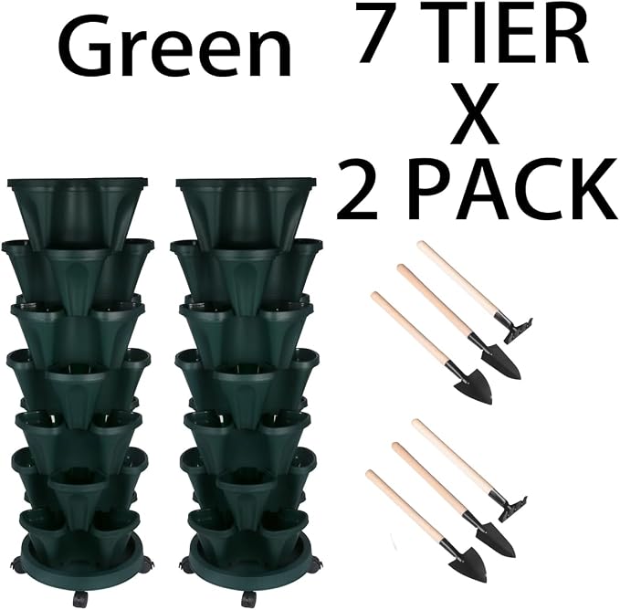 GameXcel Vertical Planter 7 Tier Stackable Planters Garden Planters Strawberry - Image 9
