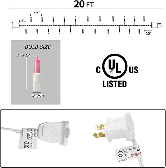 TW SHINE Pastel Easter String Lights, 20FT 100 Count Incandescent Connectable - Image 2