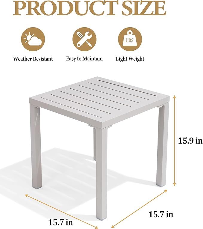 Crestlive Products Aluminum Outdoor Side Table, Pool Lounge Chair Side Table - Image 3