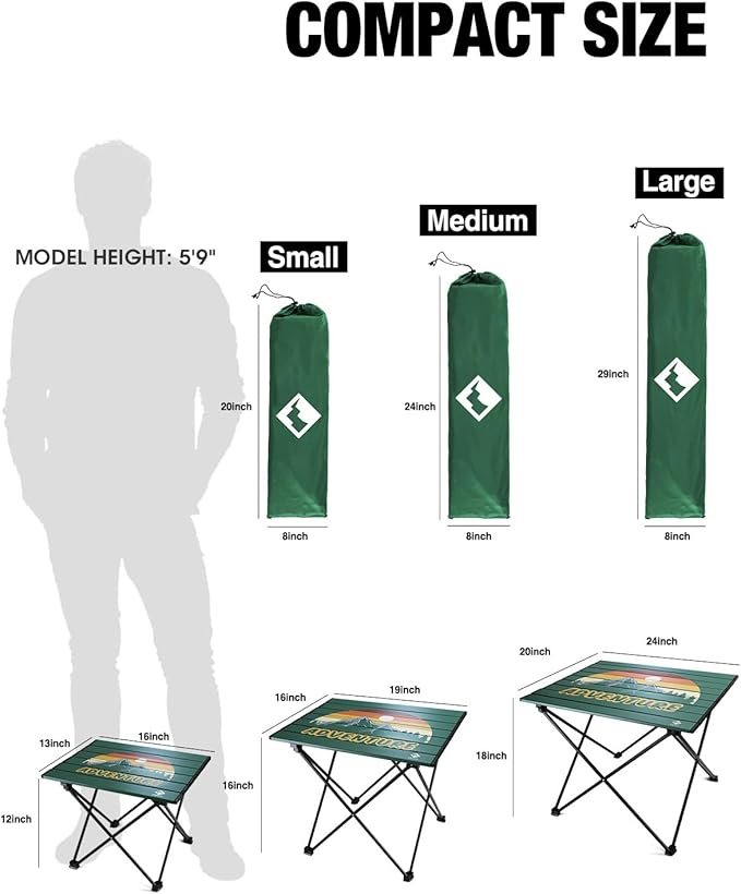 VILLEY Portable Camping Side Table, Ultralight Aluminum Folding Beach Table - Image 3