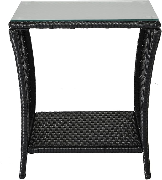 Wicker Rattan Side Table, Outdoor Square Rattan Coffee End Table - Image 4