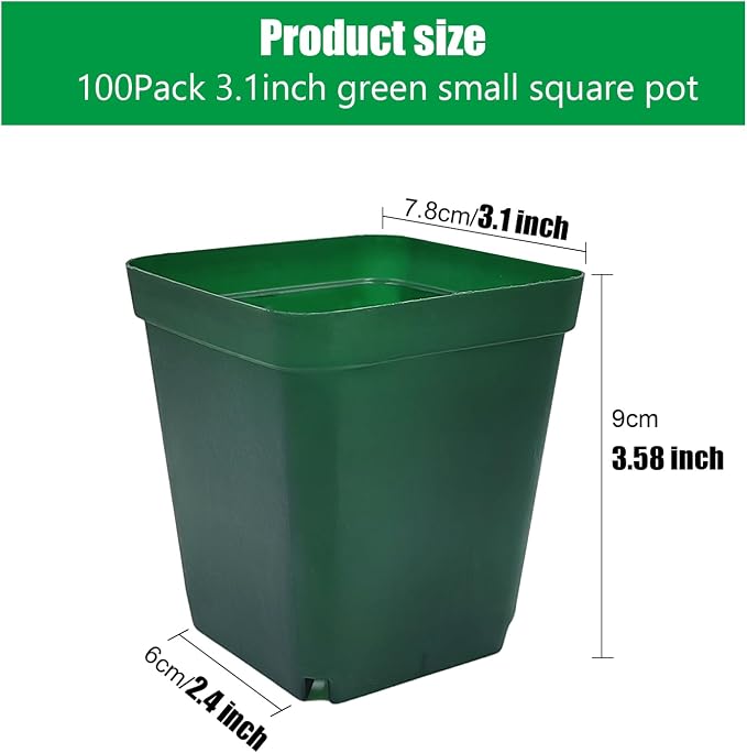 Square Seedling Nursery Pots 3.15 Inches 100 Pcs - Image 2