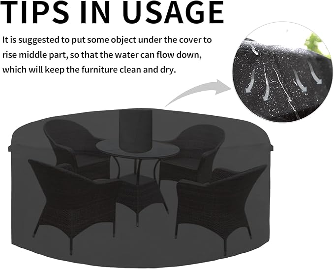 Easy-Going 600D Heavy Duty Round Patio Furniture Set Cover, Waterproof Outdoor - Image 7