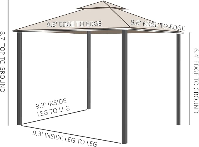 Outsunny 9.6' x 9.6' Patio Gazebo, Outdoor Canopy Shelter - Image 7