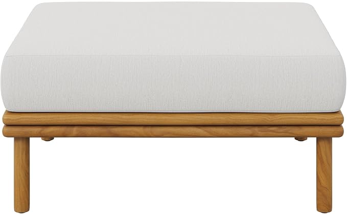 Modway Wren Teak Wood Outdoor Ottoman in Natural Sail - Image 8
