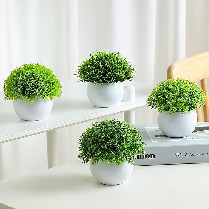 Fake Plants 4 Packs Artificial Potted Plants Faux Greenery Small Fake Shelf or - Image 5