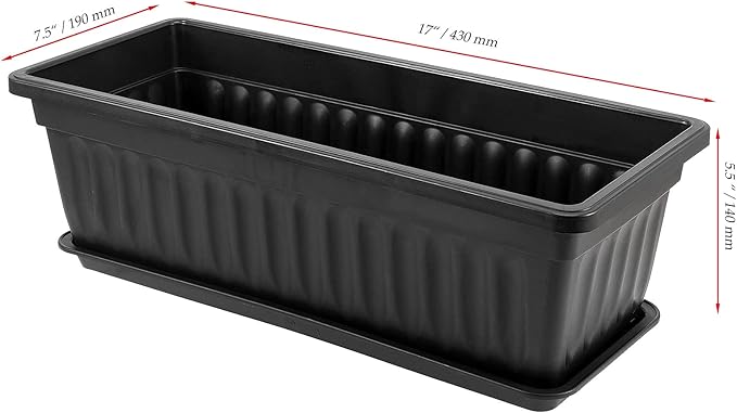JOIKIT 17 Inches Black Plastic Planter Box, 6 Packs, Good Drainage, Indoor - Image 2