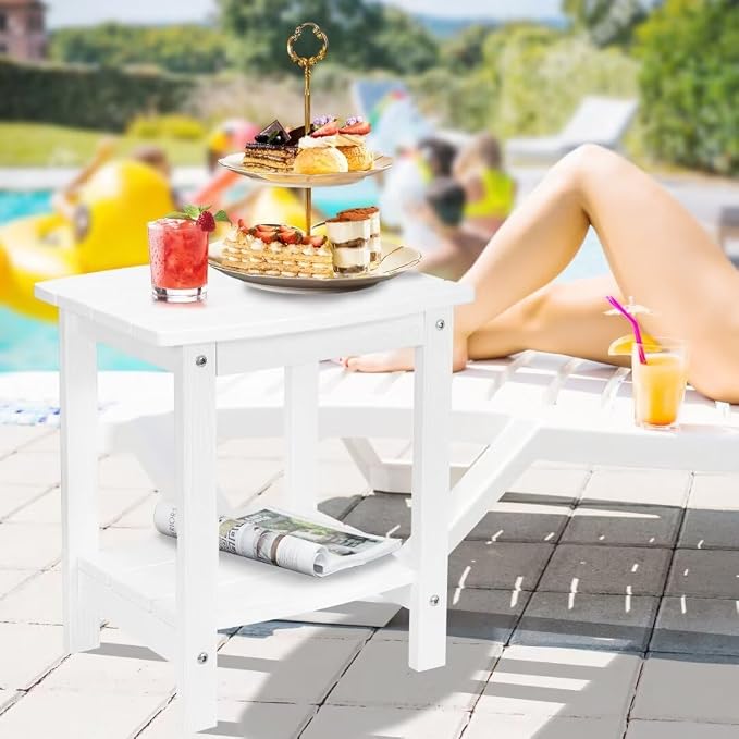Y&M Outdoor Side Table, HIPS Adirondack Small Double Layer Table, Waterproof - Image 2