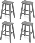 Tangkula Patio Bar Stool Set of 4, 29 Inch HDPE Bar Height Armless Saddle by TANGKULA